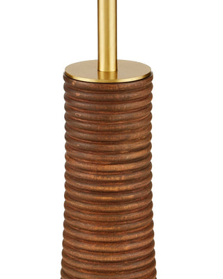 Lathe One Light Floor Lamp in Natural/Brushed Brass