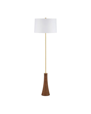 Lathe One Light Floor Lamp in Natural/Brushed Brass