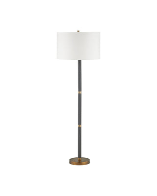 Gavin One Light Floor Lamp in Brass Antique/Matte Black