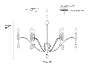 Aureline Six Light Chandelier in Aged Silver