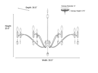 Aureline Eight Light Chandelier in Aged Silver