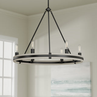 Rovessa Six Light Chandelier in Matte Black
