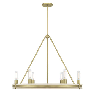 Rovessa Six Light Chandelier in Vintage Brass