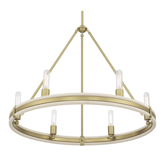 Rovessa Six Light Chandelier in Vintage Brass