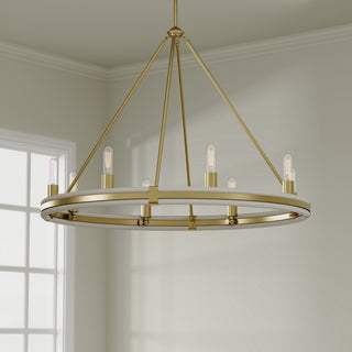 Rovessa Six Light Chandelier in Vintage Brass