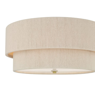 Helbert Four Light Flush Mount in Vintage Brass