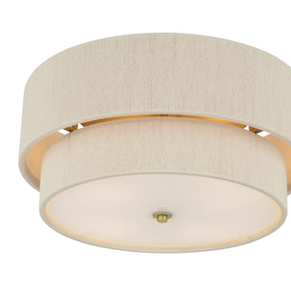 Helbert Four Light Flush Mount in Vintage Brass