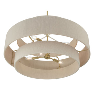 Helbert Six Light Pendant in Vintage Brass
