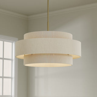 Helbert Six Light Pendant in Vintage Brass