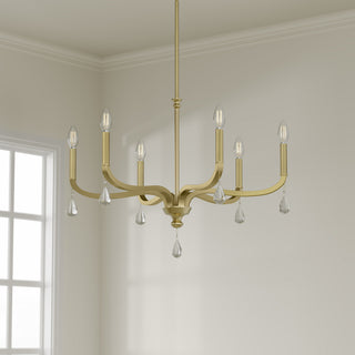 Viremont Six Light Chandelier in Vintage Brass