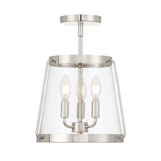 Adabella Three Light Semi-Flush Mount in Polished Nickel