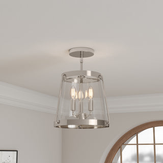 Adabella Three Light Semi-Flush Mount in Polished Nickel