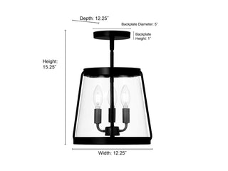 Adabella Three Light Semi-Flush Mount in Polished Nickel