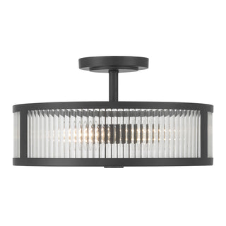 Ardezia Three Light Semi-Flush Mount in Matte Black
