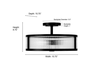 Ardezia Three Light Semi-Flush Mount in Matte Black