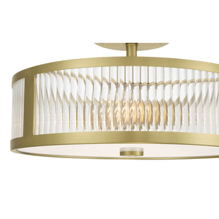 Ardezia Three Light Semi-Flush Mount in Vintage Brass