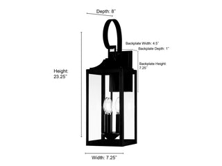 Halston Three Light Lantern in Powder Coated Black