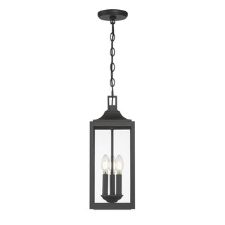 Halston Three Light Hanging Lantern in Powder Coated Black