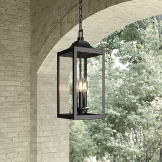 Halston Three Light Hanging Lantern in Powder Coated Black