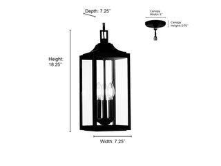 Halston Three Light Hanging Lantern in Powder Coated Black