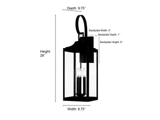 Halston Three Light Lantern in Powder Coated Black