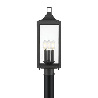 Halston Three Light Post Lantern in Powder Coated Black