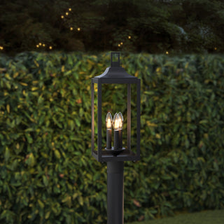 Halston Three Light Post Lantern in Powder Coated Black