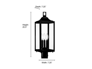 Halston Three Light Post Lantern in Powder Coated Black