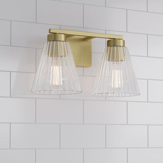 Riville Two Light Vanity in Vintage Brass