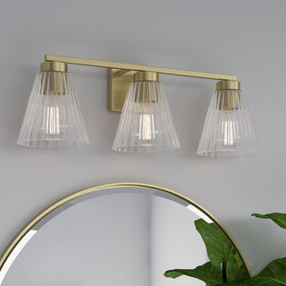 Riville Three Light Vanity in Vintage Brass