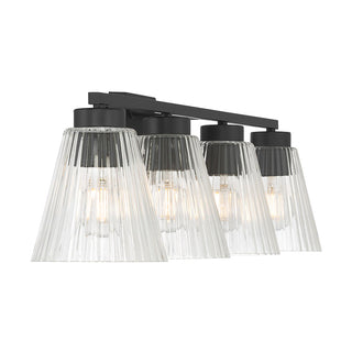 Riville Four Light Vanity in Matte Black