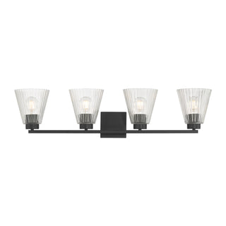 Riville Four Light Vanity in Matte Black