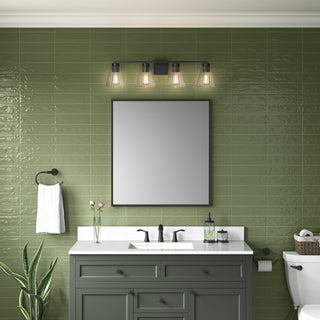 Riville Four Light Vanity in Matte Black