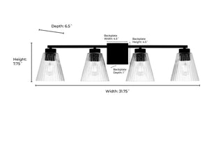 Riville Four Light Vanity in Matte Black
