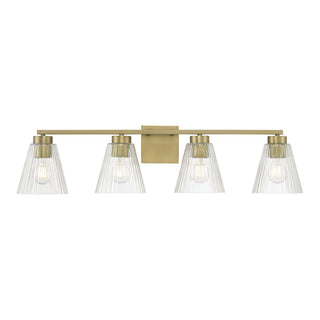 Riville Four Light Vanity in Vintage Brass