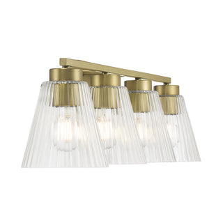 Riville Four Light Vanity in Vintage Brass