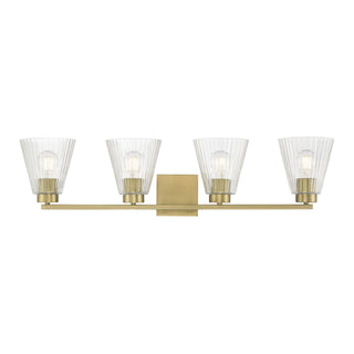 Riville Four Light Vanity in Vintage Brass