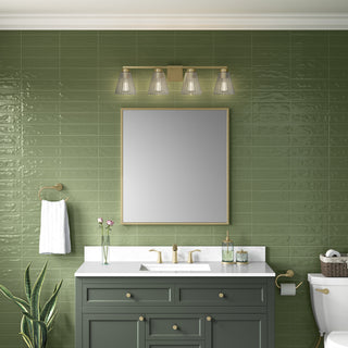 Riville Four Light Vanity in Vintage Brass
