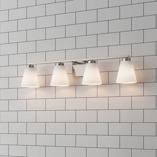 Strayhan Four Light Vanity in Brushed Nickel