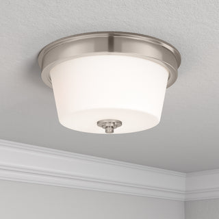 Strayhan Two Light Flush Mount in Brushed Nickel