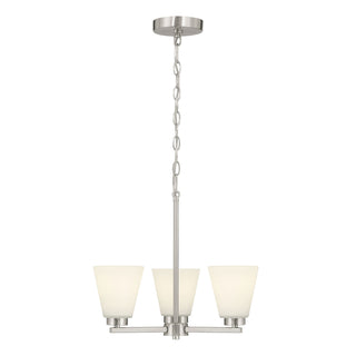 Strayhan Three Light Chandelier in Brushed Nickel