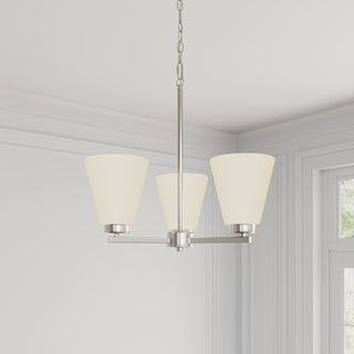 Strayhan Three Light Chandelier in Brushed Nickel