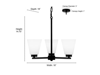 Strayhan Three Light Chandelier in Brushed Nickel