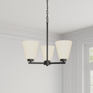 Strayhan Three Light Chandelier in Matte Black