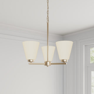 Strayhan Three Light Chandelier in Modern Gold