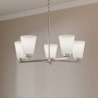 Strayhan Five Light Chandelier in Brushed Nickel