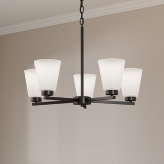 Strayhan Five Light Chandelier in Matte Black