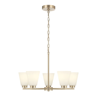 Strayhan Five Light Chandelier in Modern Gold