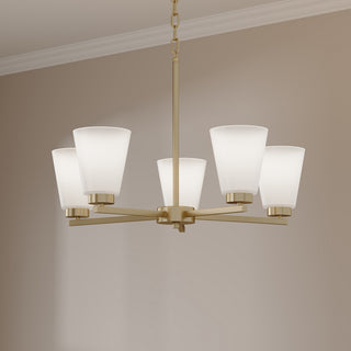 Strayhan Five Light Chandelier in Modern Gold