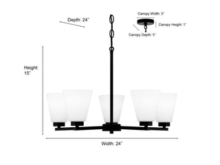 Strayhan Five Light Chandelier in Modern Gold